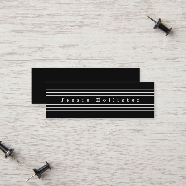 Carte D'appel Your Custom Text & Modern Stripes | Black & White (Devant/Arrière en situation)