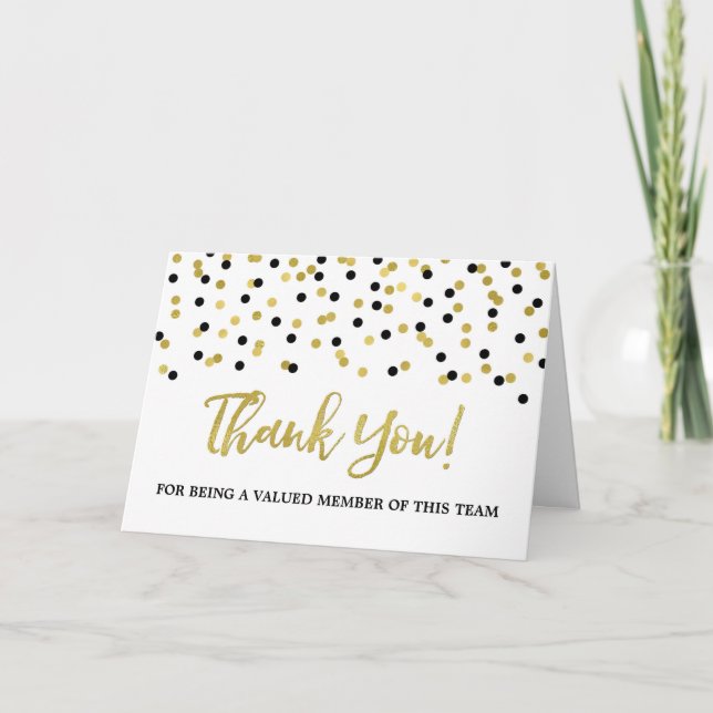 Carte d'appréciation des employés Dots d'or noir (Devant)