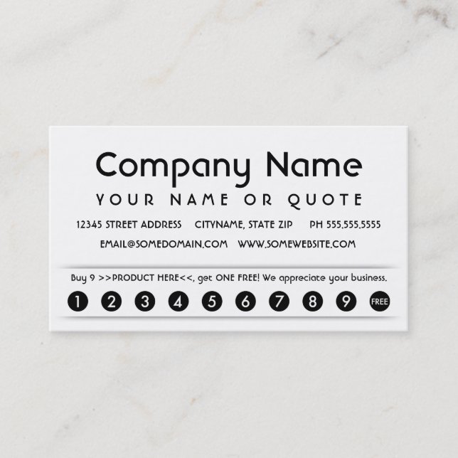 carte d'appréciation du client (Devant)