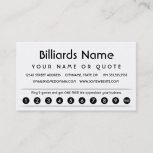 carte d'appréciation du client billiard