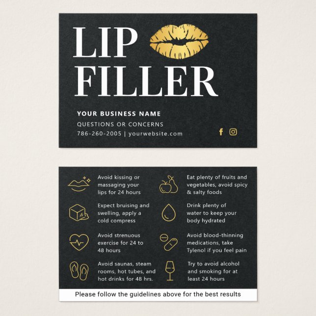 Carte d'après-garde Premium Black & Gold Lip (Devant & derrière)
