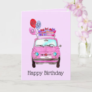 Carte d'aquarelle Anniversaire Retro 500 personnal