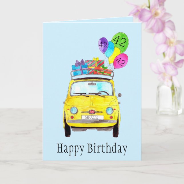 Carte d'aquarelle Anniversaire Retro 500 personnal (Orchidée)