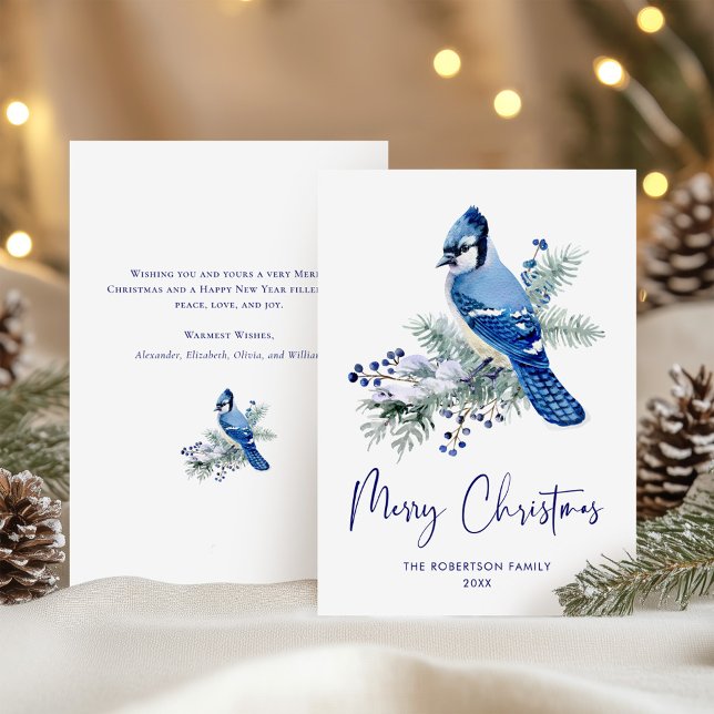 Carte d'aquarelle Christmas Blue Jay (Créateur téléchargé)