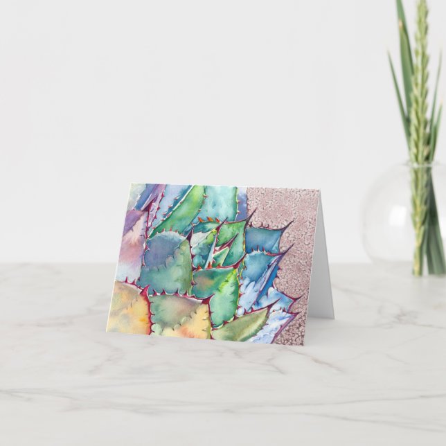 Carte d'aquarelle d'agave par Debra Lee Baldwin (Devant)