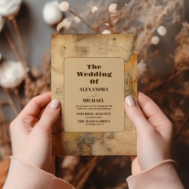 Carte d'aquarelle de destination Mariage de voyage (Créateur téléchargé)