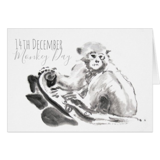Carte d'aquarelle de la Journée Mondiale du Singe  (Devant horizontal)