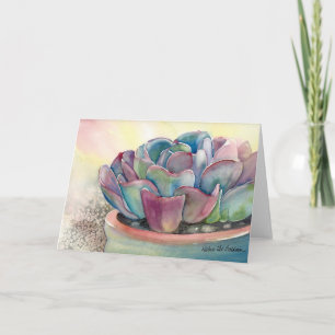 Carte d'aquarelle d'Echeveria par Debra Lee