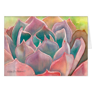 Carte d'aquarelle d'Echeveria par Debra Lee