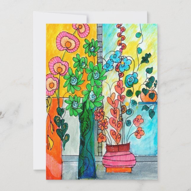 Carte d'aquarelle Escalade Fleurs  (Devant)