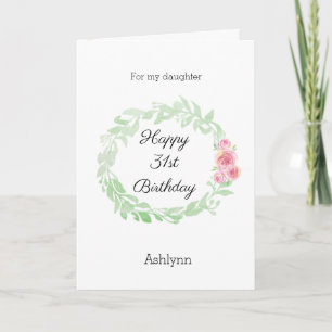 Carte d'aquarelle florale 31e anniversaire