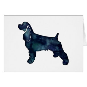 Carte d'aquarelle noire Cocker Spaniel Silhouette