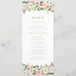 Carte d'aquarelle romantique Peach Florals Gold Me
