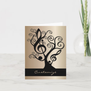 Carte d'arbre de clé de sol de musique noire et or