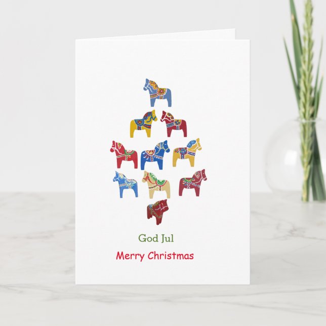Carte d'arbre de Noël du Cheval de Dala suédois et (Devant)