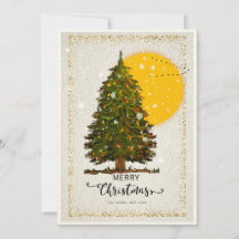 Carte d'arbre de Noël élégante avec fond de soleil