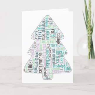 Carte d'arbre de Noël moderne, turquoise et violet