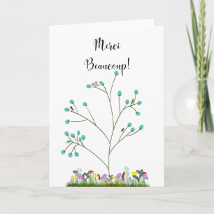 Carte d'arbre et de fleurs de Merci Beaucoup