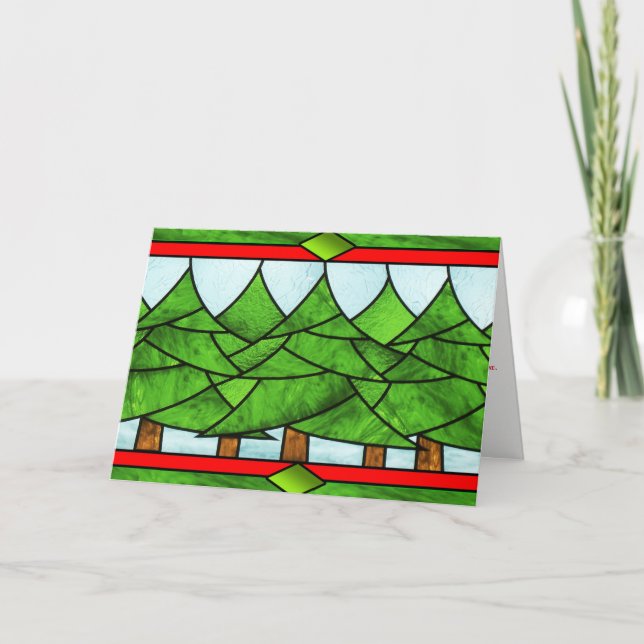 Carte d'arbres de Noël en verre souillé de Joyeux (Devant)