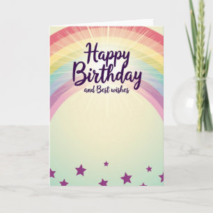 Carte d'arc en pastel pour un anniversaire joyeux