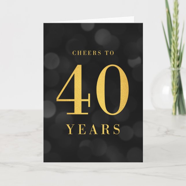 Carte Dark Bokeh Gold salue à 40 ans anniversaire (Devant)