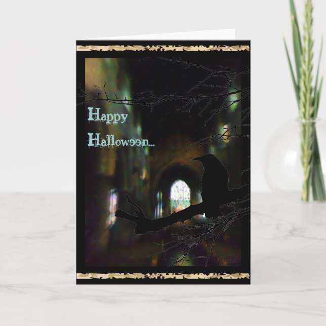 Carte Dark Church et Raven Happy Haloween (Devant)