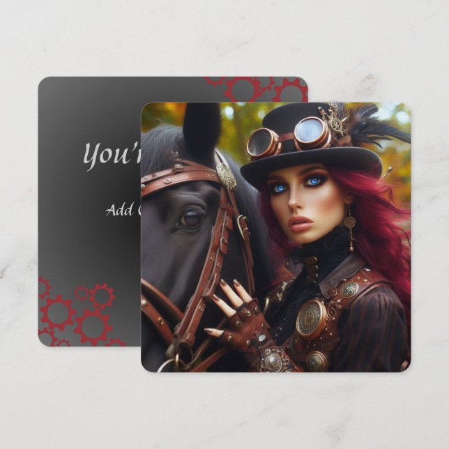 Carte Dark Rider Steampunk Victorian Lady (Devant / Derrière)