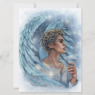 Carte d'art Angel Homme Imaginaire Gardien Plumes