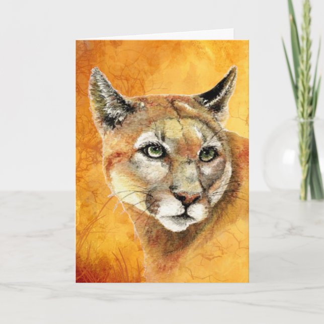 Carte d'art animal papa Cougar Mountain Lion (Devant)