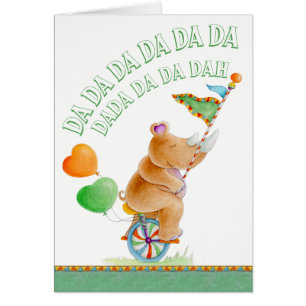 Carte d'art baby shower à l'aquarelle de rhino mig