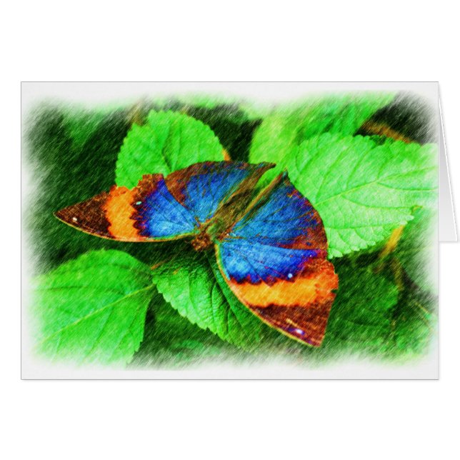 Carte d'art Blue Butterfly Nature (Devant Horizontal)