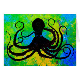 Carte d'art Blue-Eyed Miami Octopus - 7 po x 5 po