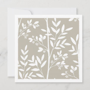 Carte d'art botanique à silhouette florale beige n