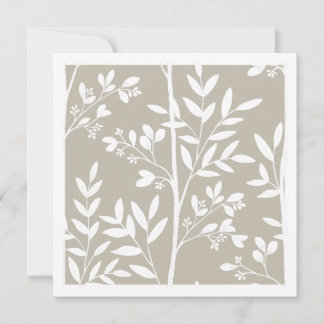 Carte d'art botanique à silhouette florale beige n