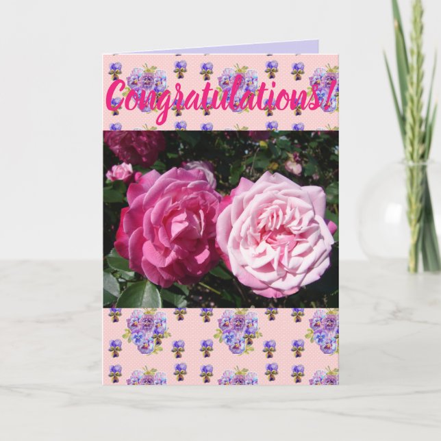 Carte d'art Congatations Florales Fleur Rose (Devant)