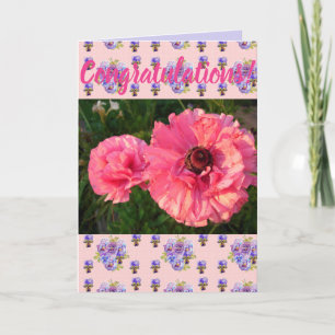 Carte d'art Congatations Florales Fleurs Roses