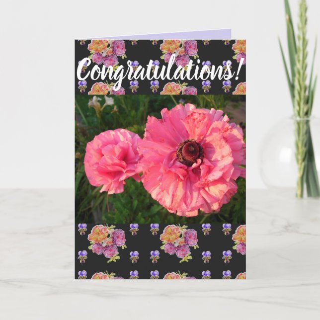 Carte d'art Congatations Florales Fleurs Roses (Devant)