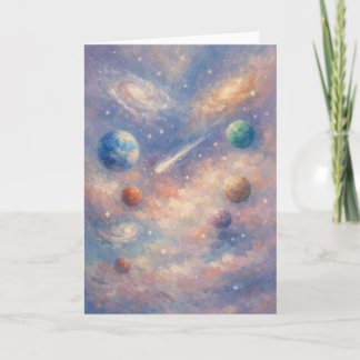 Carte d'art cosmique – Planètes et galaxies