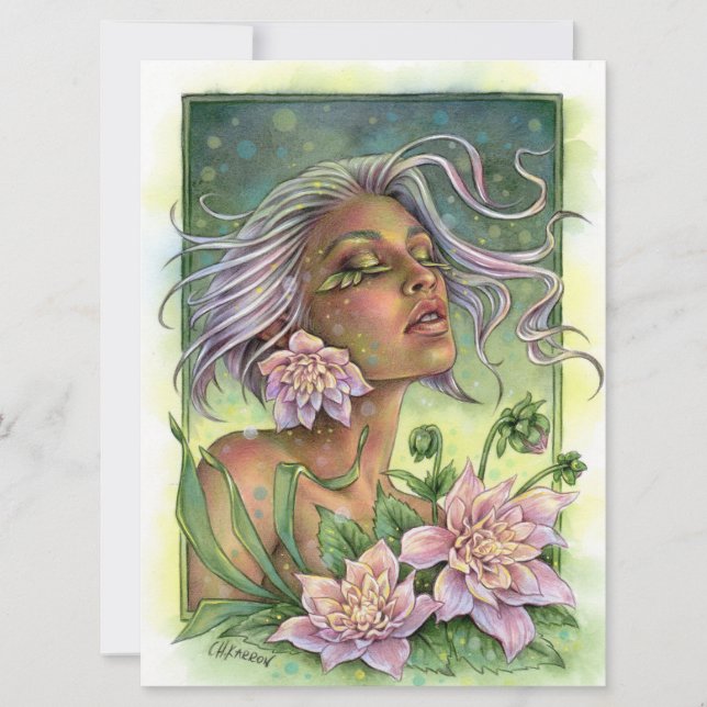 Carte d'art Dahlia Imaginaire Fleur Fae Enchantres (Devant)