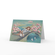 Carte d'art de fille d'amoureux des livres