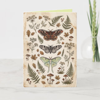 Carte d'art de fleurs et de feuillage de papillons