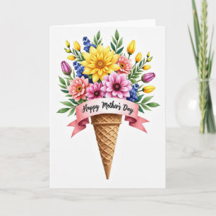 Carte d'art de la fête des mères Cône Gaufre