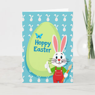 Carte d'art de lapin printanier heureux