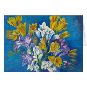 Carte d'art de petit bouquet de freesia