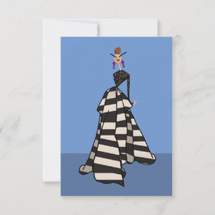 Carte d'art d'illustration de femme à rayures noir