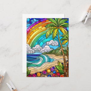 Carte d'art en verre coloré île ciel arc-en-ciel A