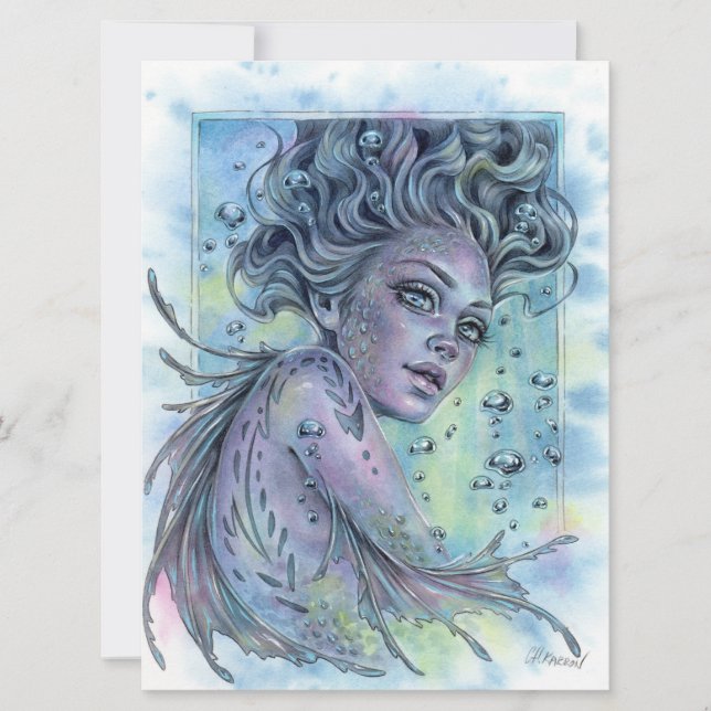 Carte d'art féminine Nymph Mermaid Imaginaire Aqua (Devant)