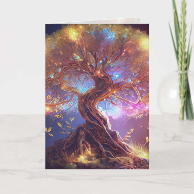 Carte d'art graphique Arbre de Vie et d'Amour (Devant)