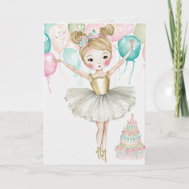 Carte d'art graphique Ballerine, Anniversaire, Pet (Devant)