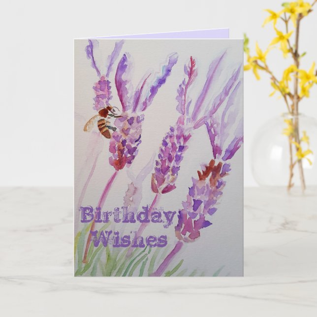 Carte d'art Lavender Flower and Bee Watercolor (Fleur jaune)